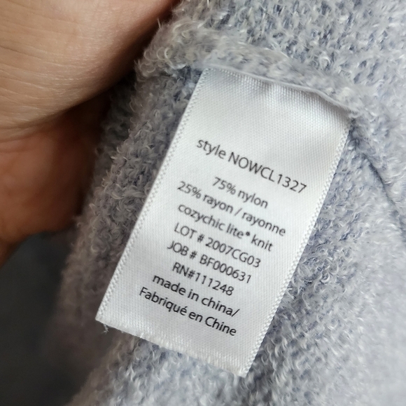 Barefoot Dreams Cozychic Lite Longline Open Front Cardigan Baby Blue Gray Lounge - Picture 8 of 9